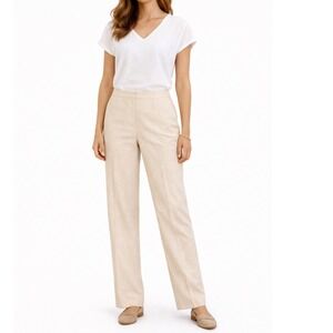 J. Jill Pants Size 16 Ivory Linen Stretch Pull On Elastic Back Coastal Grandma
